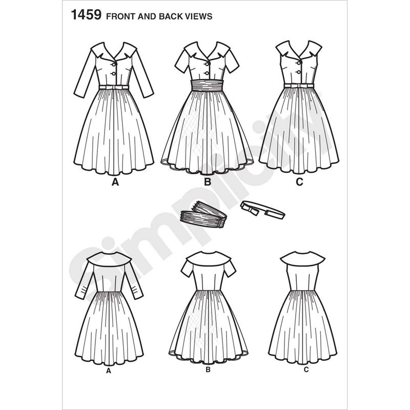 سيمبليسيتي البساطة خمر البساطة 1459 خمر أزياء 1950 فستان نسائي نمط الخياطة الأحجام 8-16 - Image 3